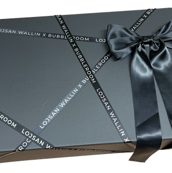 Lojsan Wallin X Bubbleroom - Boxdesign med logoband och rosett